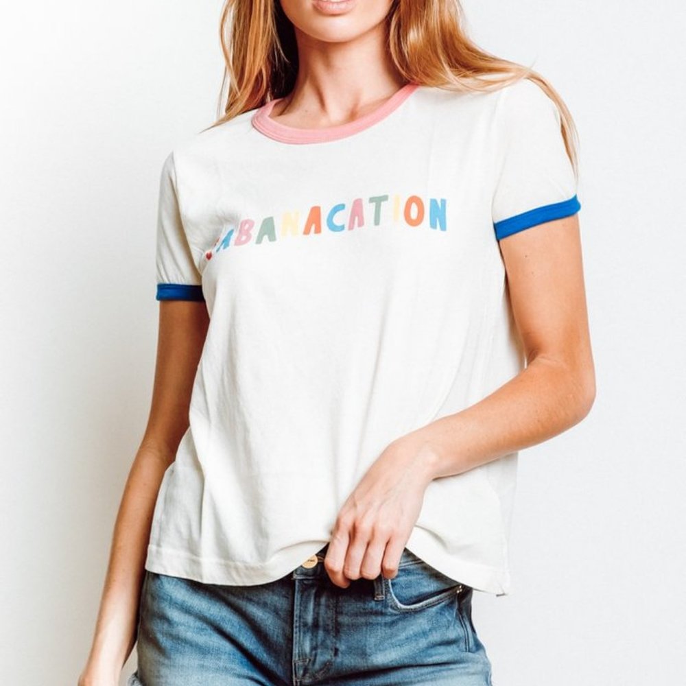 WILDFOX CABANACATION Ringer Tee Vintage